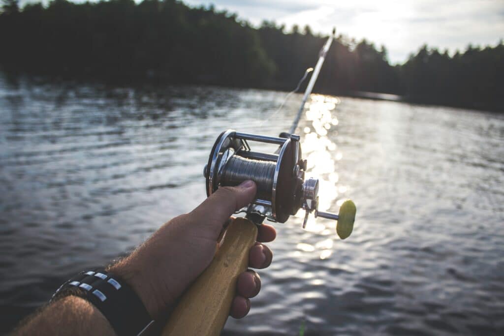 man fishing in the lake